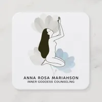 *~* Goddess Praying Sacred Floral Pastel Meditate Square Business Card