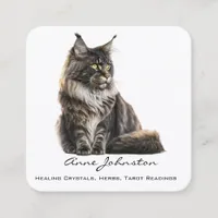 Maine Coon Cat Square Business Card