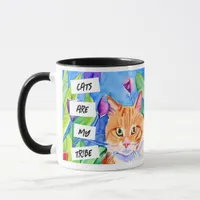 Cats are My Tribe | Orange Cat and Flowers Mug