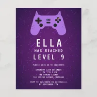 BUDGET Purple Gamer Birthday  Invitation