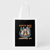 Let's Get Lit. Campfire Lit. Tent Camping Classic Grocery Bag