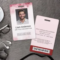Vertical Red Gradient Employee ID Badge