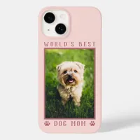 World's Best Dog Mom Paw Prints Photo Rose Gold Case-Mate iPhone 14 Case