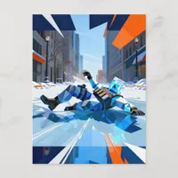 Funny icecube falling on ice unique and colorful  postcard