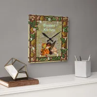 Blessed Kitchen Autumn Parchment Cornucopia Frame Square Wall Clock