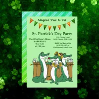 St. Patrick's Day Alligator Over to Our Party Invitation