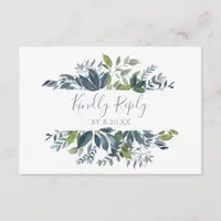 Wedding RSVP Response Card Greenery - Dusty Blue