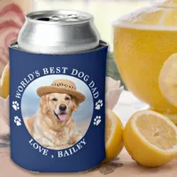 Cute Personalized Pet Photo Worlds Best Dog Dad Can Cooler
