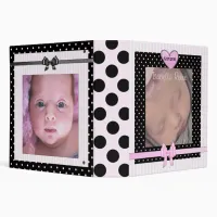 Pink, White and Black Polka Dot Binder