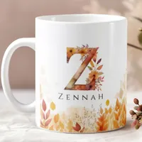 Fall Leaves Personalized Monogram Initial Letter Z Coffee Mug