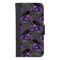Purple Witch Gothic Raven Monogram iPhone 8/7 Wallet Case