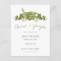 Succulents Rustic Wedding save the date Announcement Postcard