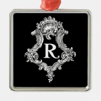 R Monogram Initial Metal Ornament