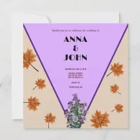 Autumn wedding purple Stylish Elegant modern Invitation