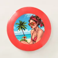 Red Bikini, Sunglasses and Bandana Woman   Wham-O Frisbee