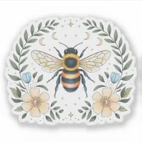 Bee and Flowers Celestial Vinyl Sticker