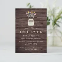  Rustic Mason Jar Wildflowers Family Reunion Invitation