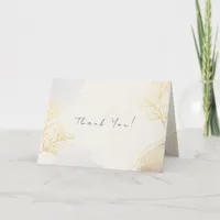 Botanical Leaf Outline and Watercolor Wedding Thank You Card