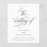 Budget Wedding Invitations Elegant Calligraphy Flyer