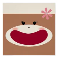 Sock Monkey Smile(Girl) Glossy Poster