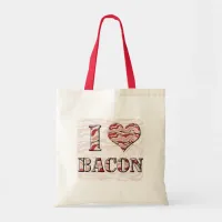 Fun Bacon Love Epic Heart Breakfast Slogan Tote Bag