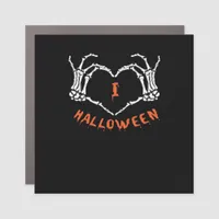 Slogan  Halloween. Heart Gesture Made Of Skeleton  Car Magnet