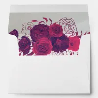 Bright Pink & Dark Purple Floral Wedding Envelope