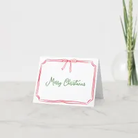 Whimsical Hand Drawn Coquette Bow Christmas Holiday Card