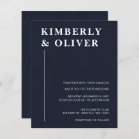 Budget Modern Navy Wedding Invitations