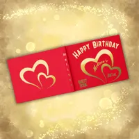 Modern Gold Foil Birthday on Red Rect. Monogram | Foil Guest Book