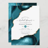 Teal and Gold Agate Bridal Shower Invitation
