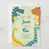 Raw-some Cute Dinosaur Birthday Invitation