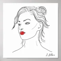 Line Art | Woman in Red Lipstick   Poster