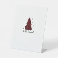Tis The Season Red Plaid Christmas Tree Pedestal Sign