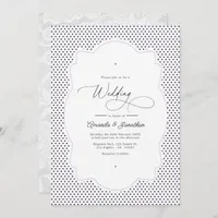 Vintage Polka Dot Lace Frame Wedding QR Code Photo Invitation