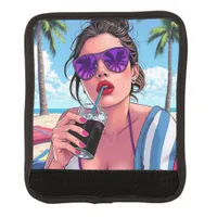 Purple Bikini, Sunglasses and Bandana Woman  Luggage Handle Wrap