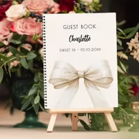 Guest book beige cream bow SWEET 16