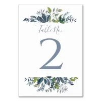 Wedding Table Number | Dusty Blue Greenery 2