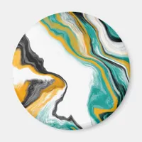 Turquoise, Gold, Marble Fluid Art   Magnet