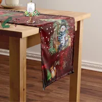 Magic Christmas Snowman & friends Red Table Runner