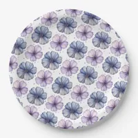 Floral Watercolor Pattern Lavender and Blue Paper Plates