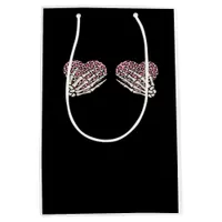 Funny Valentines Day Skeleton Hands Hearts Girl Medium Gift Bag