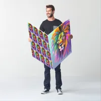 Abstract Lion Face Mystical Fantasy Art Birthday Card