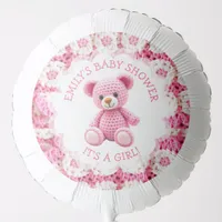 Cute Crocheted Teddy Bear Girl's Baby Shower Balloon