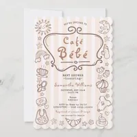 Café Bébé French Modern Gender Neutral Baby Shower Invitation