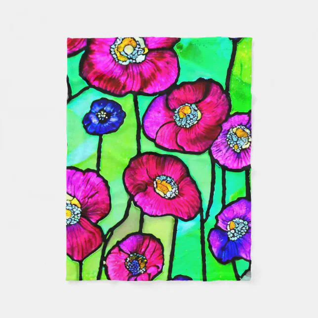 Anemones glass art fleece blanket