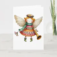 Cute Christmas Folk Art Angel Card