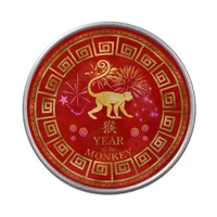 Chinese Zodiac Monkey Red/Gold ID542 Candy Tin