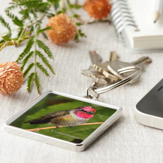 Anna's Hummingbird and His Raspberry-Dipped Head Keychain