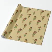 Hawaii Wedding Hula Dancing Girls Patterned Wrapping Paper